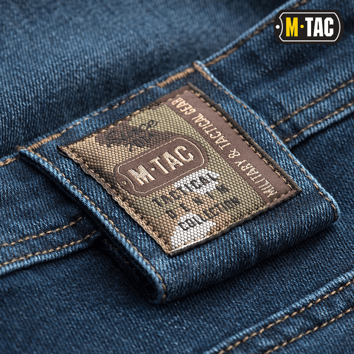 M-Tac Tactical Gen.I Regular Fit -farkut, brändäysdetailit denimissä