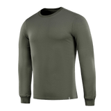 M-Tac Pullover 4 Seasons oliivinvihreä, pyöreä kaula-aukko, sopii ympärivuotiseen käyttöön. Minimalistinen malli, 95% puuvillaa ja 5% elastaania.