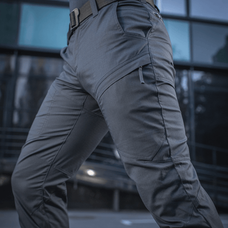 M-Tac Tactical Bukser Patrol Gen II Flex harmaa, suunniteltu maksimaaliseen joustavuuteen ja kestävyyteen taktisia tehtäviä varten.