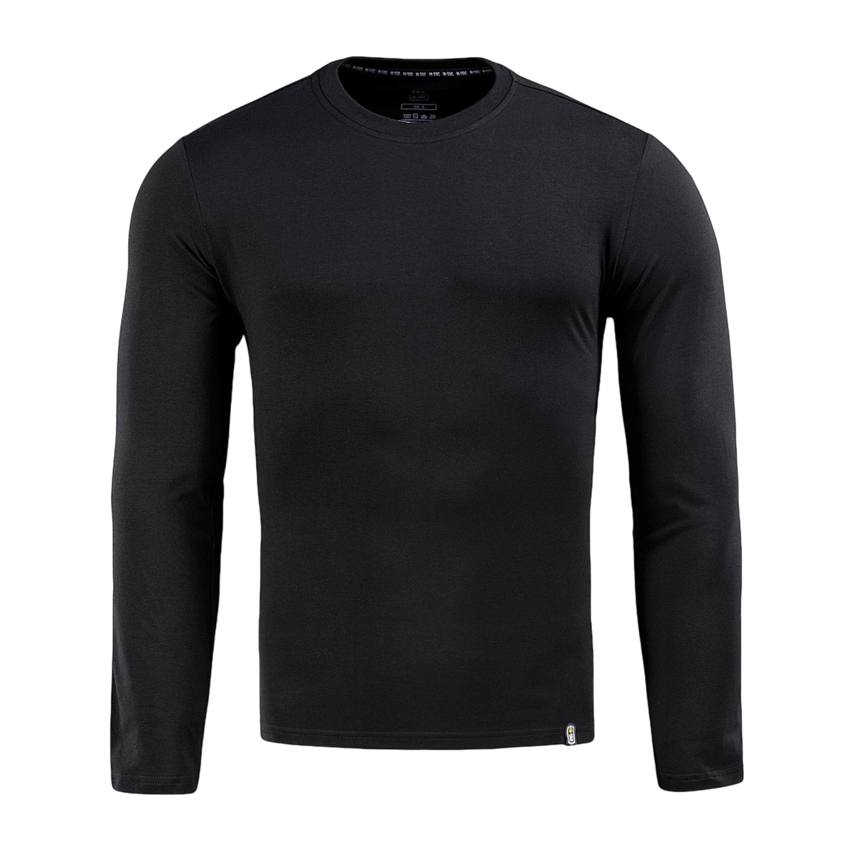 M-Tac Long-sleeve T-shirt 93/7 musta arkeen, univormuihin, urheiluun, metsästykseen ja ulkoiluun, valmistettu 93% puuvillaa ja 7% elastaania, kestävä ja mukava.