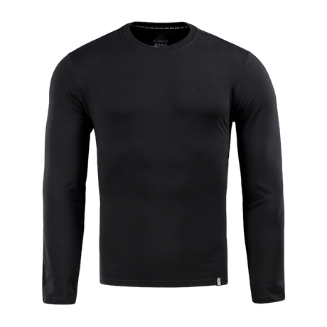 M-Tac Long-sleeve T-shirt 93/7 musta arkeen, univormuihin, urheiluun, metsästykseen ja ulkoiluun, valmistettu 93% puuvillaa ja 7% elastaania, kestävä ja mukava.