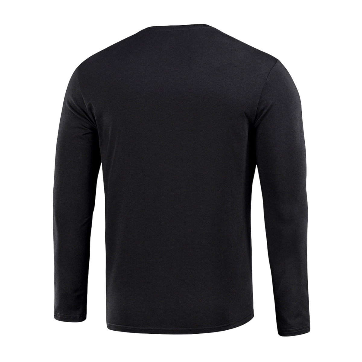 M-Tac Long-sleeve T-shirt 93/7 selkäosa mustana, valmistettu 93% puuvillaa ja 7% elastaania, sopii arkeen, univormuihin ja ulkoiluun.