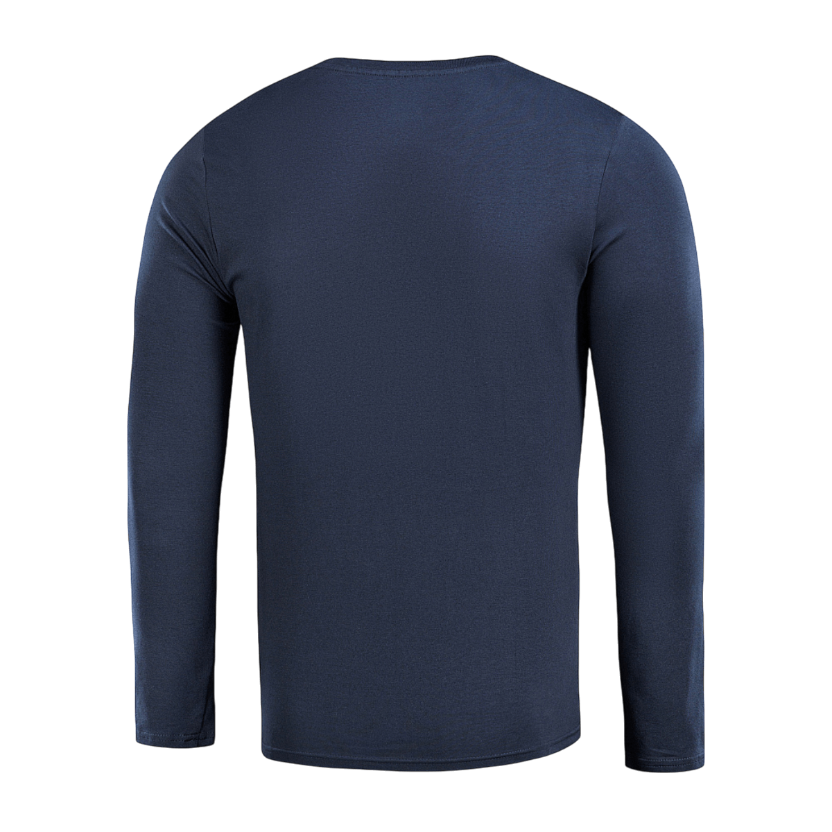 M-Tac Long-sleeve T-shirt 93/7 laivastonsinisenä nähtynä takaa, näyttää kestävän ja joustavan materiaalin sopivaksi urheiluun ja arkeen.