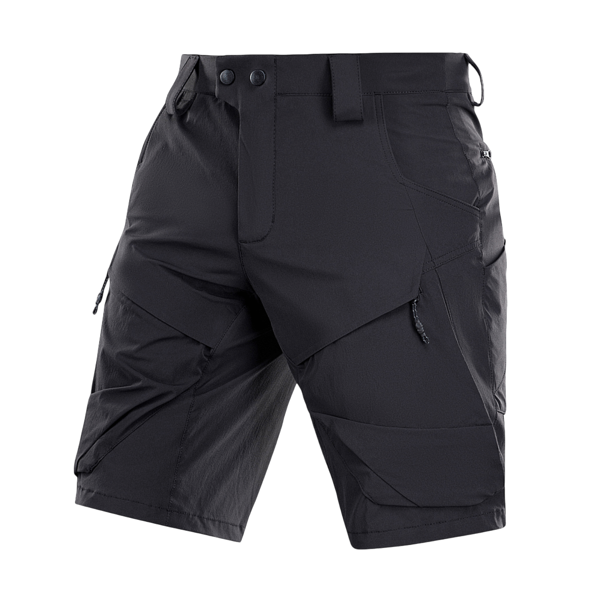 M-Tac Shorts Rubicon Flex tumman oliivinvihreänä, cargotaskuilla ja YKK-vetoketjuilla, ihanteelliset kesäkäyttöön ja maksimaaliseen liikkumisvapauteen.