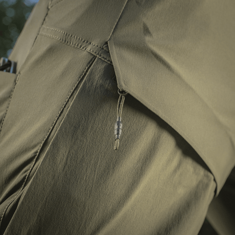 M-Tac Shorts Rubicon Flex tummanoliivinvihreä yksityiskohta, YKK-vetoketju.