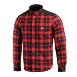M-Tac Redneck -paita laivastonsininen/keltainen, taktinen ruutupaita, vahvistetut olkapäät, säädettävät velcro-hihat, tuulta- ja vettähylkivä materiaali.