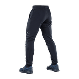M-Tac Stealth Cotton -housujen takaosa, monikäyttöiset mustat urheiluhousut kuminauhalla vyötäröllä ja sivutaskuilla, 100% puuvillaa.