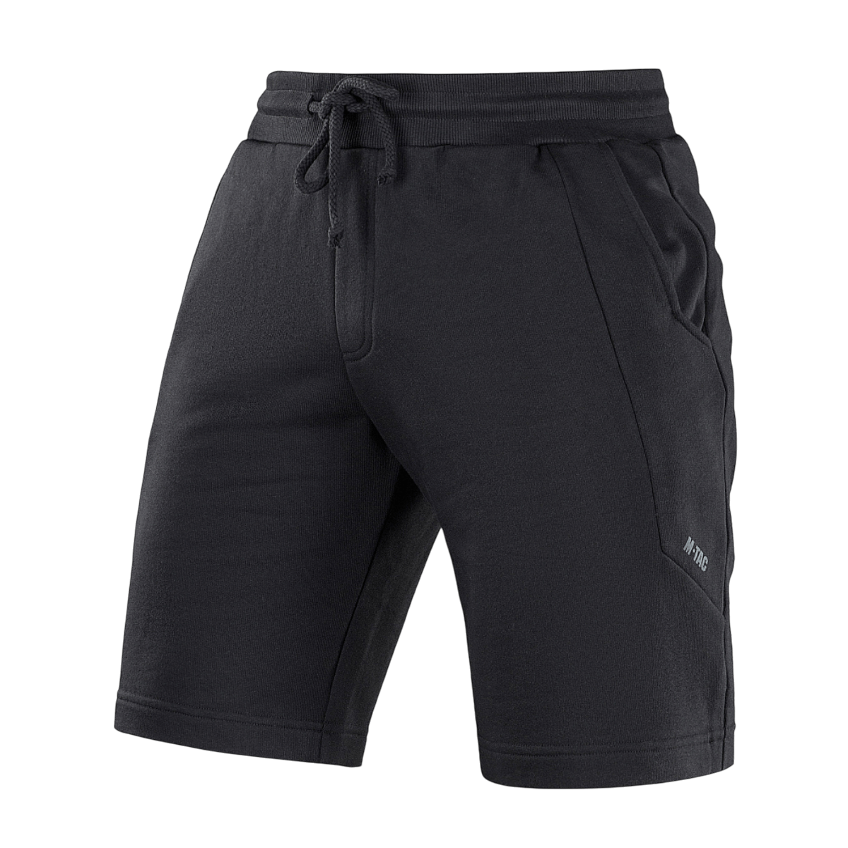 M-Tac Shorts Casual Fit Cotton kuminauhalla vyötäröllä, mustat, 100% puuvillaa, hillitty logo, ihanteelliset kesään ja aktiiviseen käyttöön.