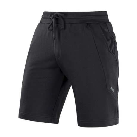 M-Tac Shorts Casual Fit Cotton kuminauhalla vyötäröllä, mustat, 100% puuvillaa, hillitty logo, ihanteelliset kesään ja aktiiviseen käyttöön.