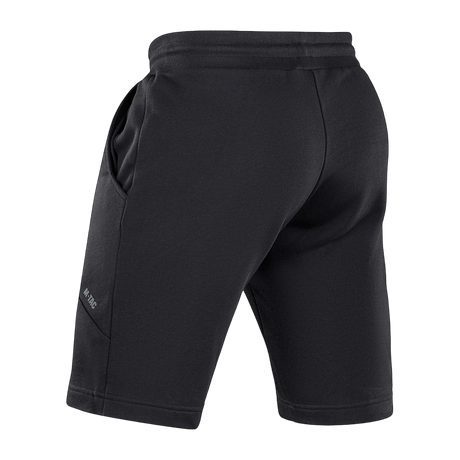 M-Tac Shorts Casual Fit Cotton mustana takaa nähtynä, kuminauha vyötäröllä ja alkuperäiset sivutaskut, täydellinen aktiiviseen käyttöön ja kesämukavuuteen.