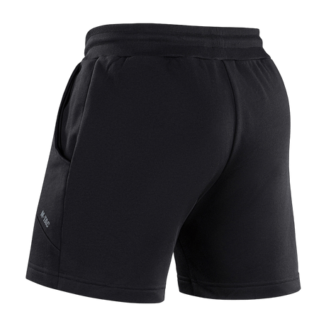 Mustat M-Tac Shorts Sport Fit Cotton -shortsit kuminauhavyötäröllä ja sivutaskuilla, täydelliset treeniin ja kesäpäiviin.