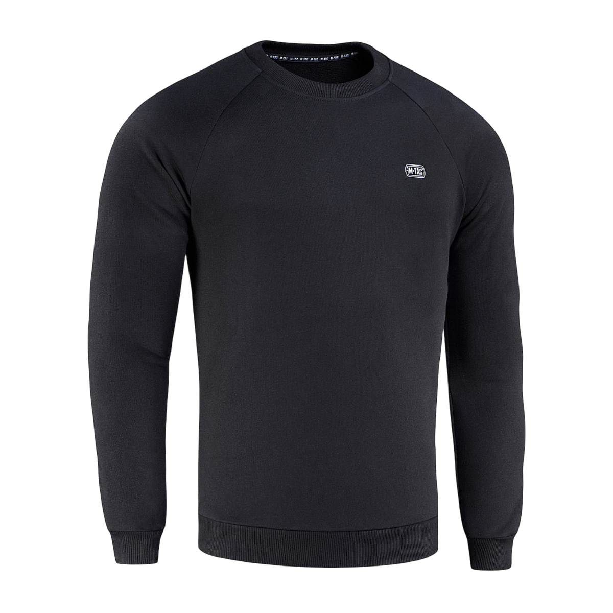 M-Tac Cotton Sweatshirt musta, 100% puuvillaa, resorireunuksilla, sopii urheiluun ja arkeen, tarjoaa mukavuuden ja liikkumisvapauden