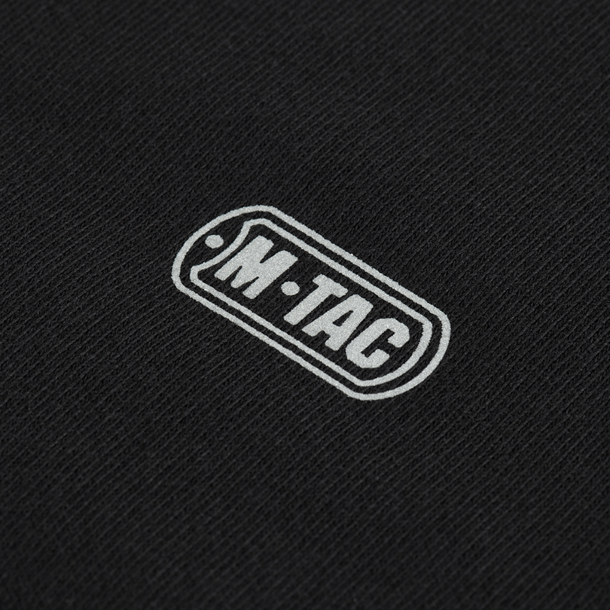 M-Tac Cotton Sweatshirt mustalla kankaalla ja M-Tac-logolla, sopii juoksuun ja kuntoiluun, mukava istuvuus, 100% puuvillaa