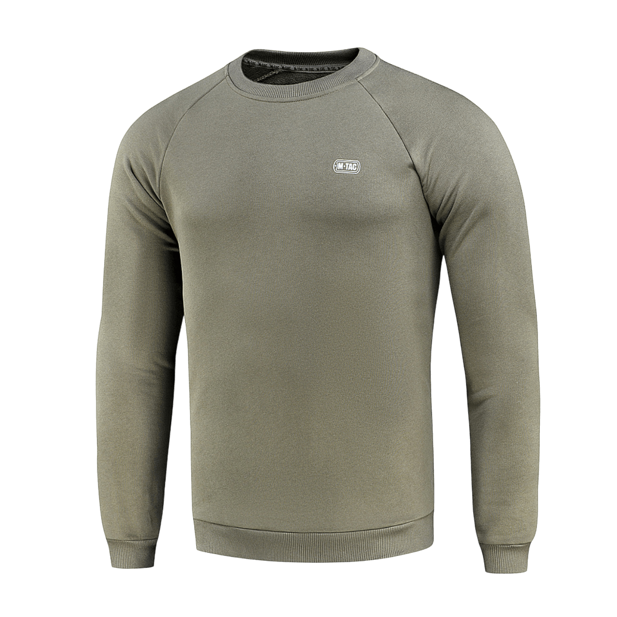 M-Tac Cotton Sweatshirt oliivinvihreä, resorit ja löysä istuvuus mukavuutta ja liikkumavapautta varten. Sopii juoksuun ja kuntoiluun