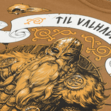 M-Tac T-paita Viking viikinki-aiheella ja 'Til Valhall' -tekstillä, voiman ja kunnian symboli, valmistettu 93% puuvillasta. Kohde: M-Tac T-paita Viking