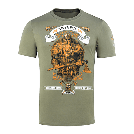 M-Tac T-shirt Viking, pelottava viikinkiprintti ja "Til Valhall" -teksti, suunniteltu korostamaan rohkeutta ja taistelutahtoa.