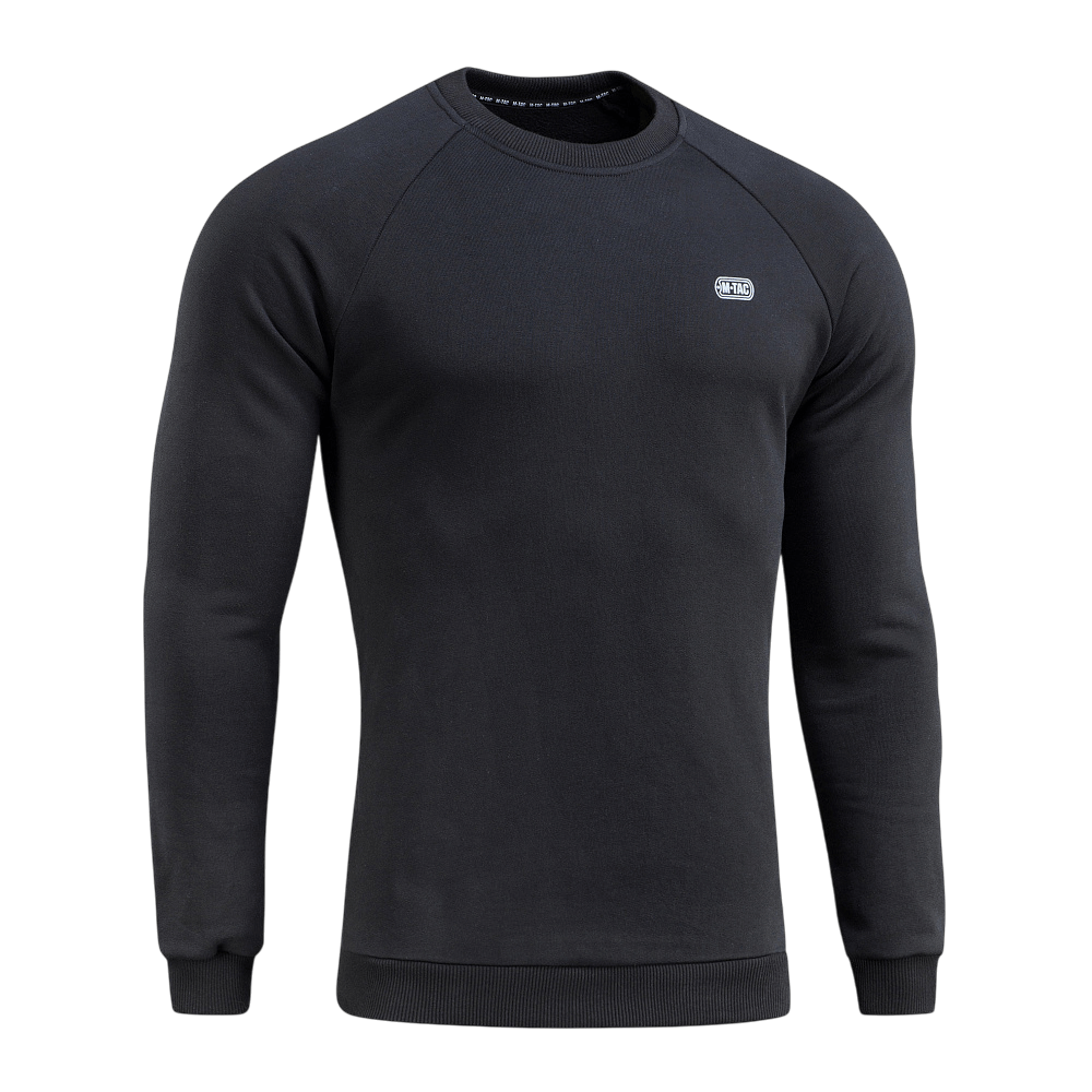 M-Tac Sweatshirt Cotton Hard musta, heijastava logo, 100% puuvillaa, 390 g/m², lämmin ja mukava resoreilla, löysä istuvuus.