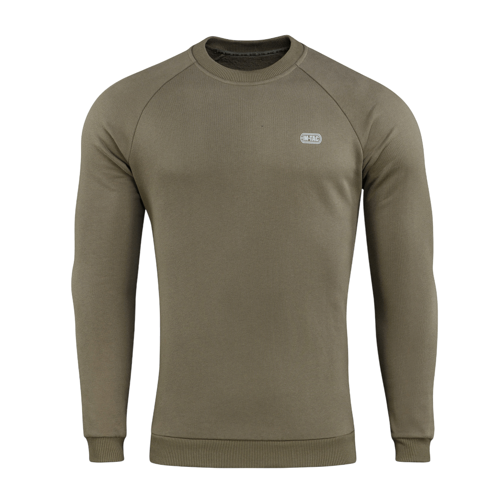 M-Tac Sweatshirt Cotton Hard, oliivinvihreä, 100 % puuvillaa, heijastava logo, lämmin ja mukava arkeen, 390 g/m².