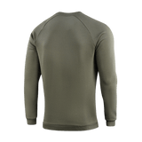 M-Tac Sweatshirt Cotton Hard, oliivinvihreä nähtynä takaa, 100 % puuvillaa, 390 g/m², resorit ja heijastava rintalogo.