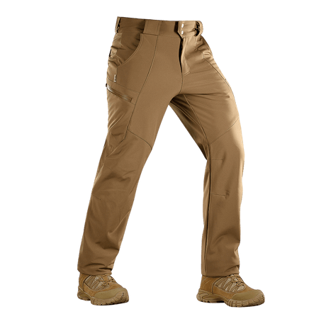M-Tac Bukser Soft Shell Vinter ruskeana softshell-materiaalista fleece-vuorella, sopivat syksyyn ja talveen.