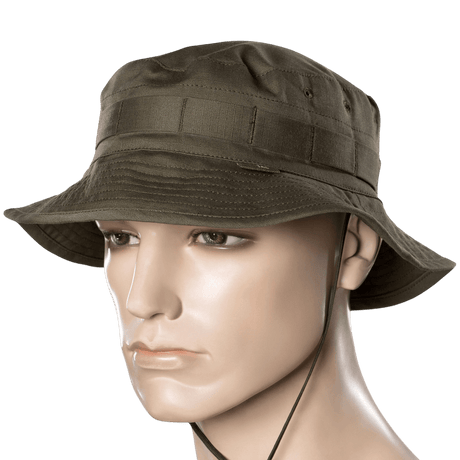 M-Tac Panama Rip-Stop army-hattu puolijäykällä lipalla ja tuuletusrei'illä, Boonie-mallin innoittama, mannequinilla.
