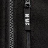 Vetoketjun yksityiskohta M-Tac Alpha Microfleece Jakke Gen.II -takissa vahvistetuilla materiaaleilla taktista käyttöä ja ulkoiluseikkailuja varten.