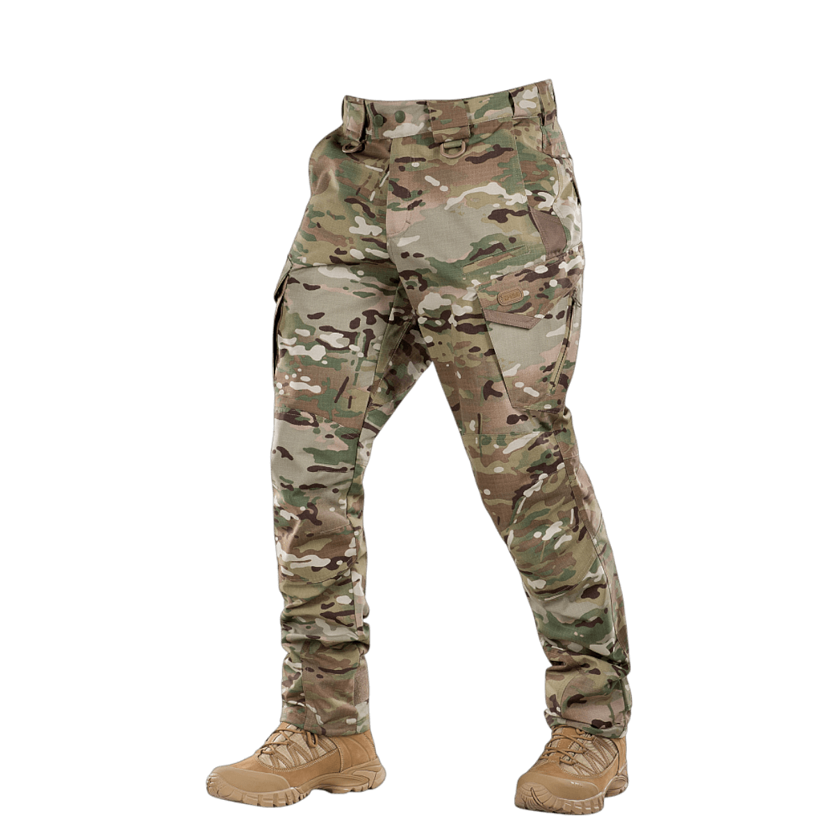 M-Tac housut Aggressor Elite NYCO multicam, kestävä nylon-puuvillamateriaali ja NIJ-sertifiointi, galleria-asento 1 etunäkymä.