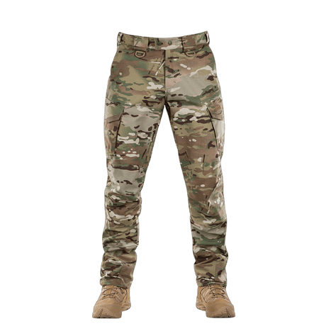 M-Tac housut Aggressor Elite NYCO multicam, kulutusta kestävä nylon-puuvillamateriaali ja NIJ-sertifiointi, galleria-asento 1 etunäkymä.