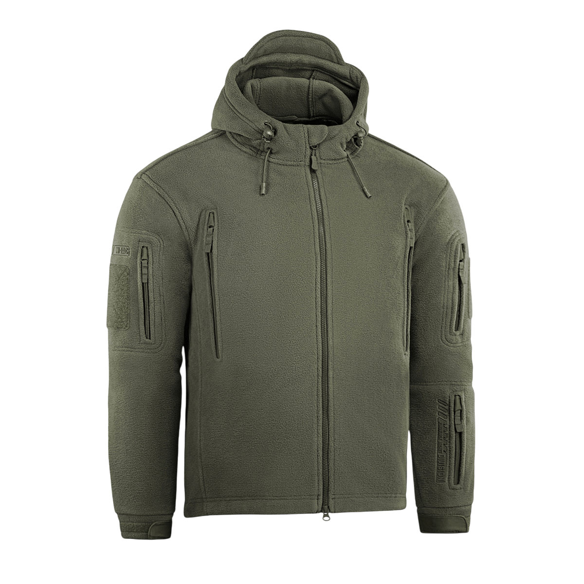 M-Tac Division Gen.II Windblock Fleecejakke vihreänä, suunniteltu tarjoamaan maksimaalista lämpöä ja tuulensuojaa kylmässä säässä.