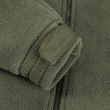 Hihan yksityiskohta velcrolla, valmistettu 100% polyester ja WindBlock-membran lämpösuojaukseen.
