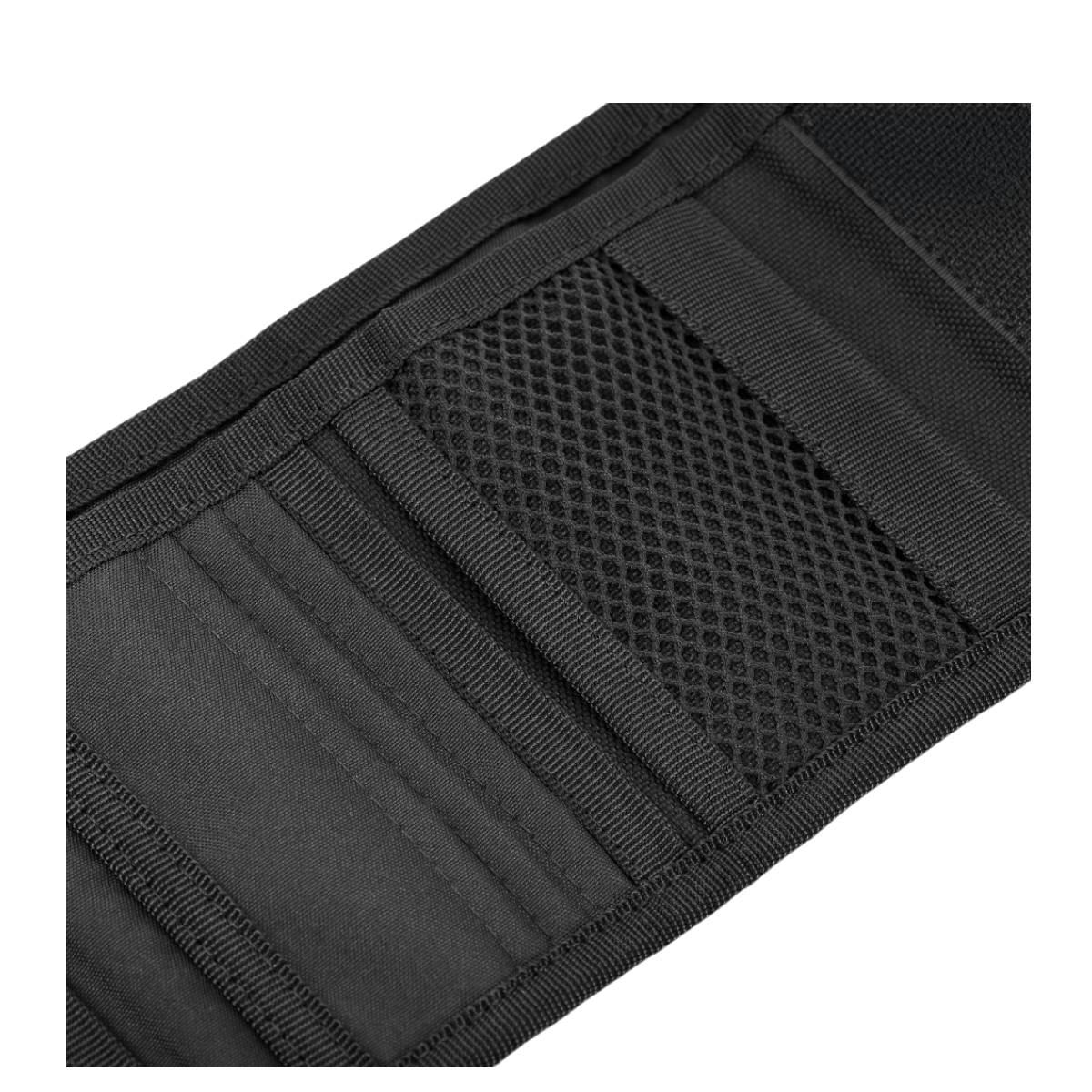 M-Tac Pung Elite Cordura‑nylonista sotilastyyliin, näyttää luottokorttipidikkeän ja verkkotaskun säilytykseen.