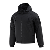 M-Tac Alpha Gen.III Pro talvitakki, musta, säädettävä huppu ja vettähylkivä nylon, sopii lämpötiloihin jopa -20°C.