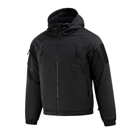 M-Tac Alpha Gen.III Pro talvitakki, musta, säädettävä huppu ja vettähylkivä nylon, sopii lämpötiloihin jopa -20°C.
