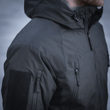 M-Tac Alpha Gen.III Pro talvitakki, säädettävä huppu, musta, sopii äärimmäisiin kylmäsäihin jopa -20°C ja päivittäiseen mukavuuteen.