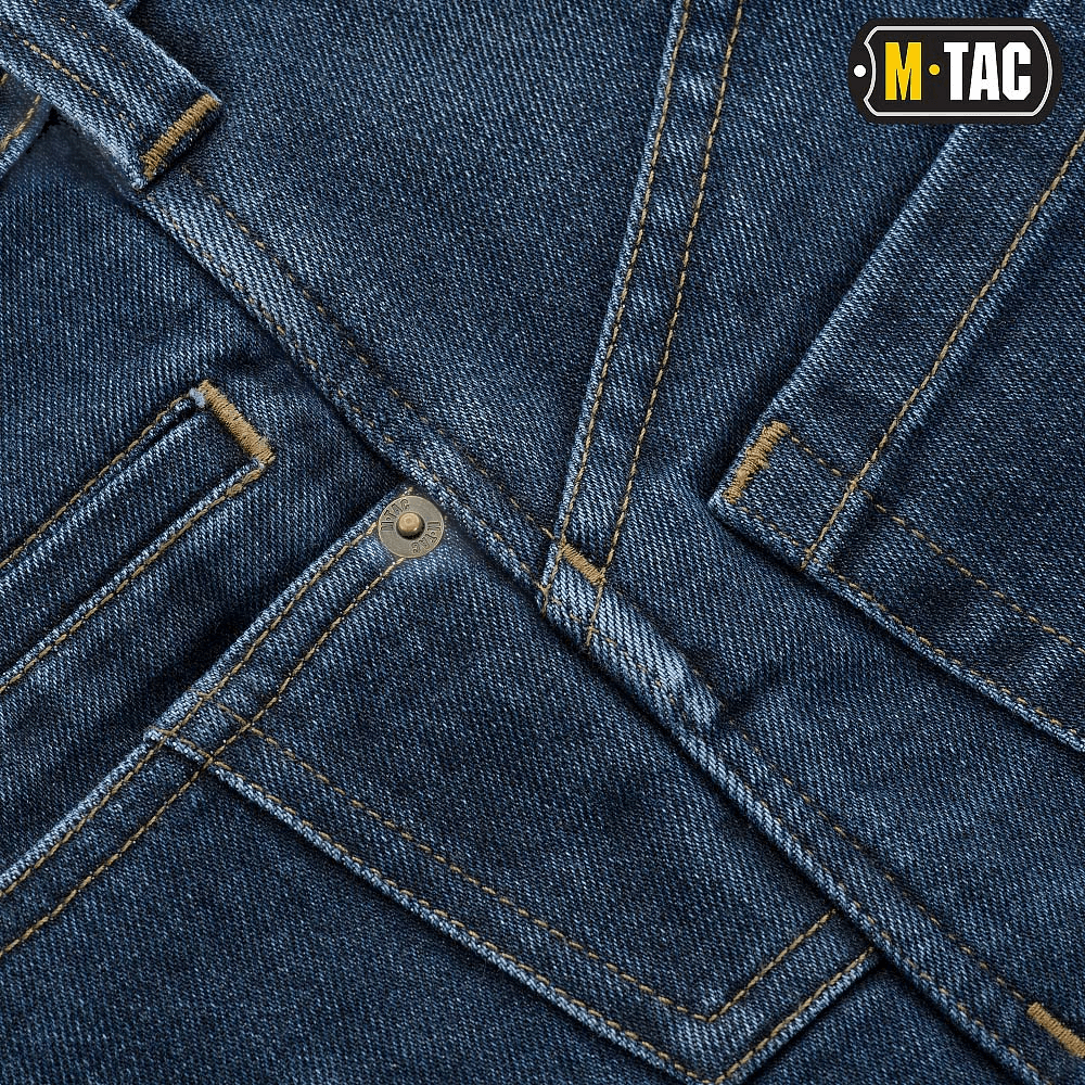 M-Tac Jeans Tactical Gen. I Cordura Regular Fit kestävässä denimissä, jossa nylonkuituja, sopii monipuoliseen käyttöön ja kestävyyteen.