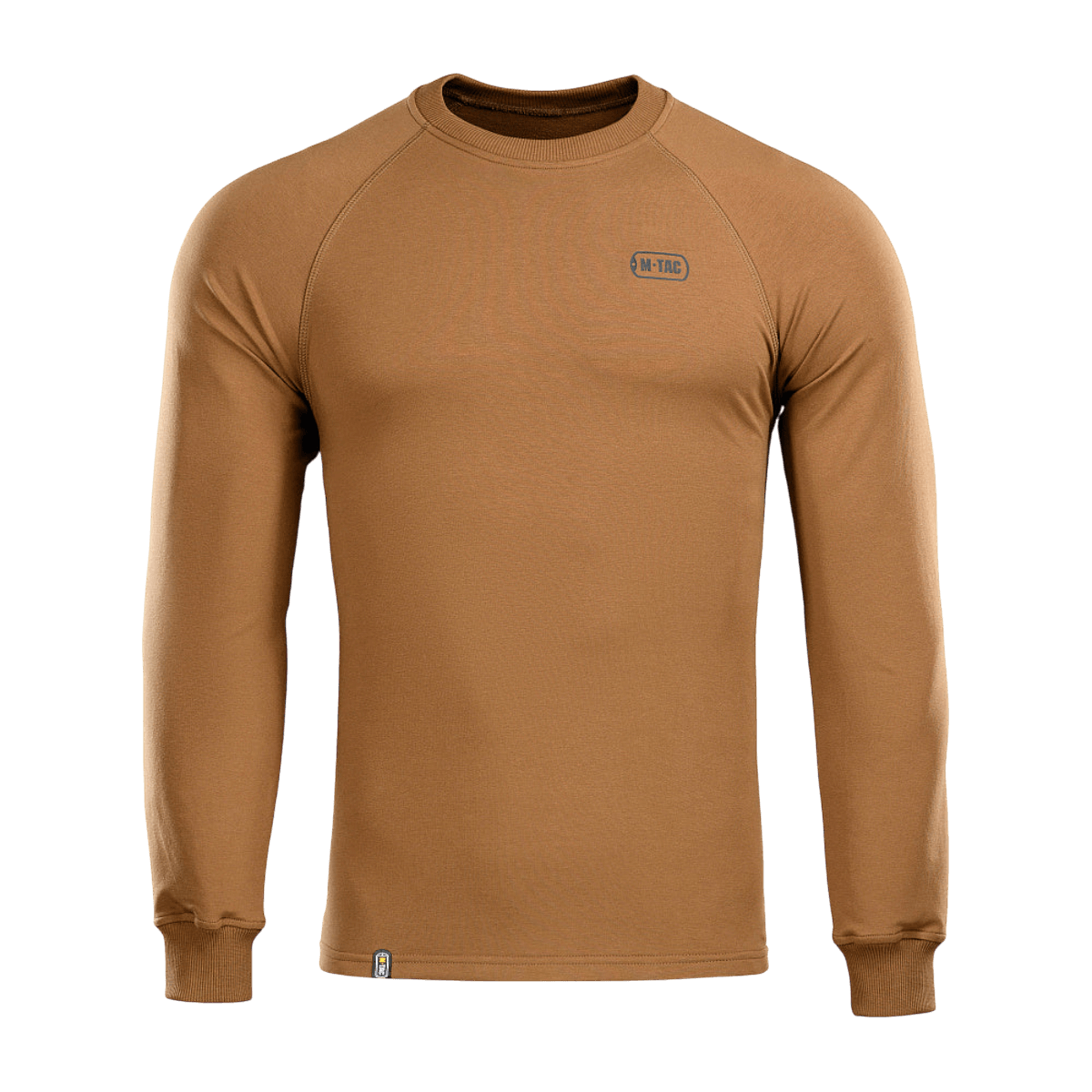 M-Tac Raglan Athlete väri coyote, minimalistinen college raglanhihoilla urheiluun ja arkeen, 95% puuvillaa, 5% elastaania.