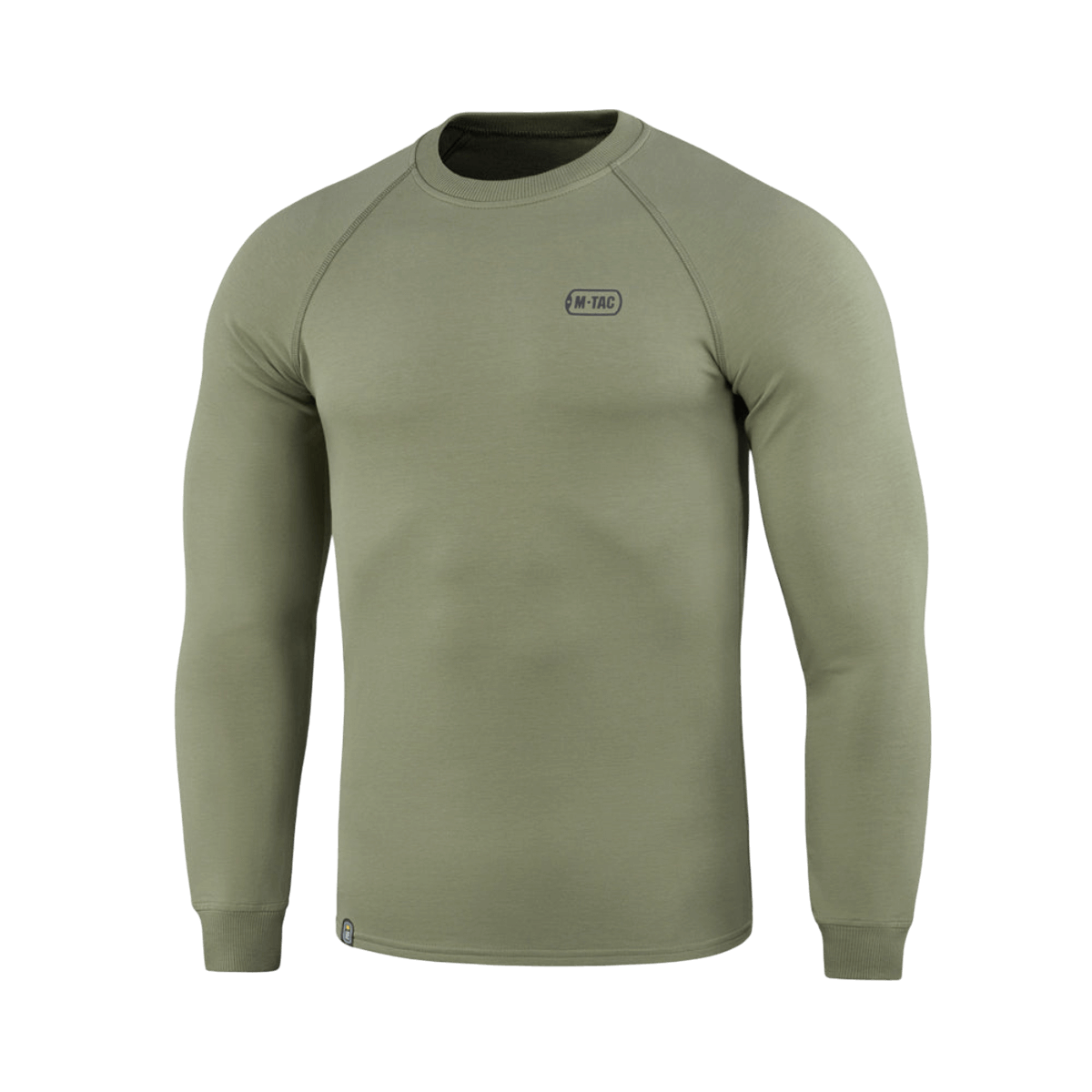 M-Tac Raglan Athlete -oliivinvihreä college raglanhihoilla, urheiluun ja arkikäyttöön, 95% puuvillaa, minimalistinen muotoilu.