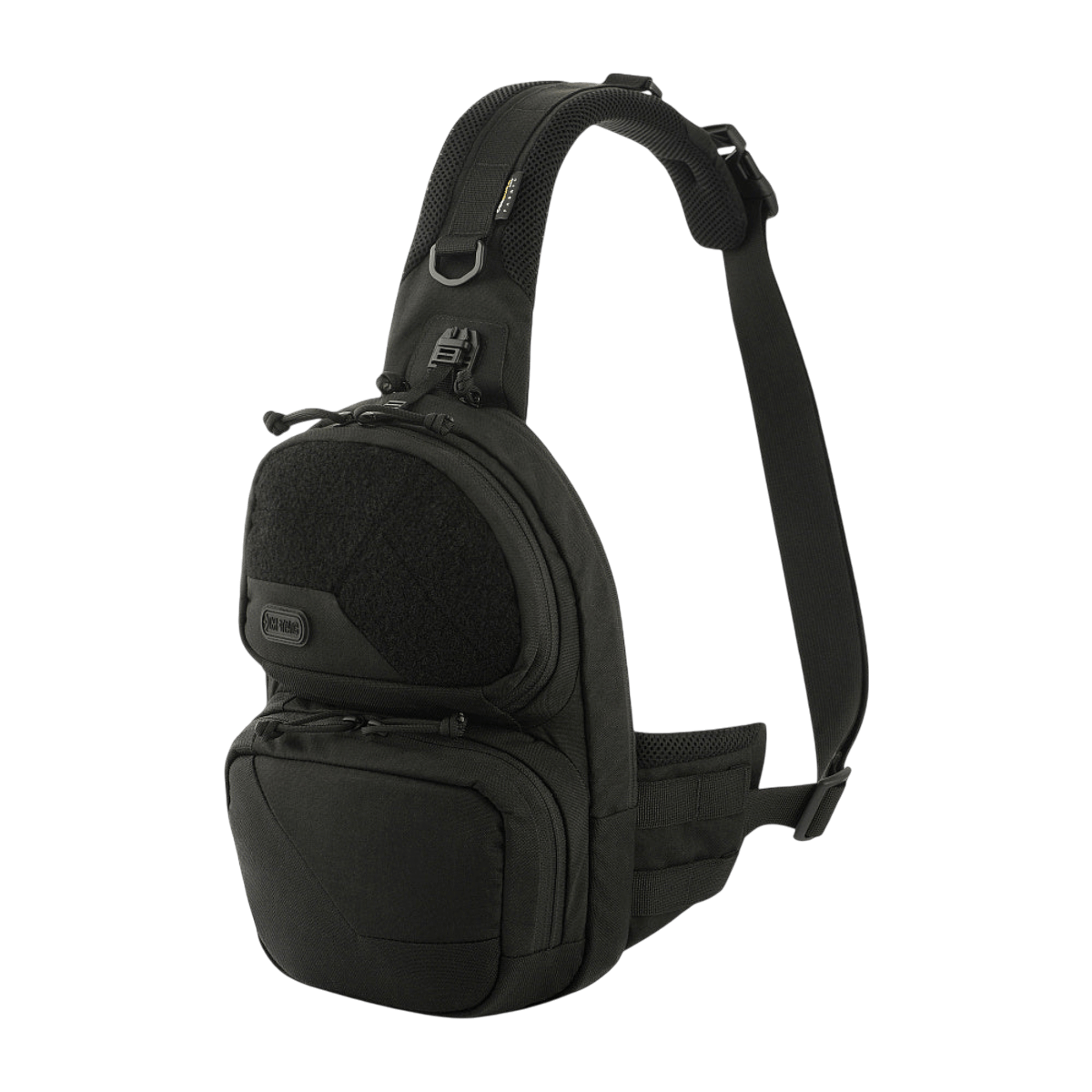 M-Tac Buckler Taske Elite mustana MOLLE-järjestelmällä, kaksi ulkotaskua ja piilotettu asekotelo, valmistettu Cordura 500D -materiaalista.