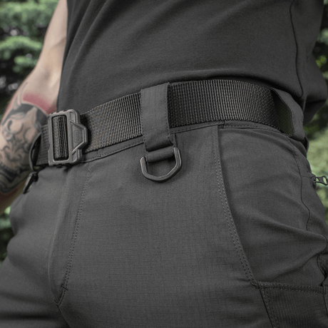 M-Tac Aggressor Summer Flex Shorts D-renkaalla ja elastisella 'tunnelivyötäröllä', taktiikkashortsit treeniin ja työhön, lähikuva.
