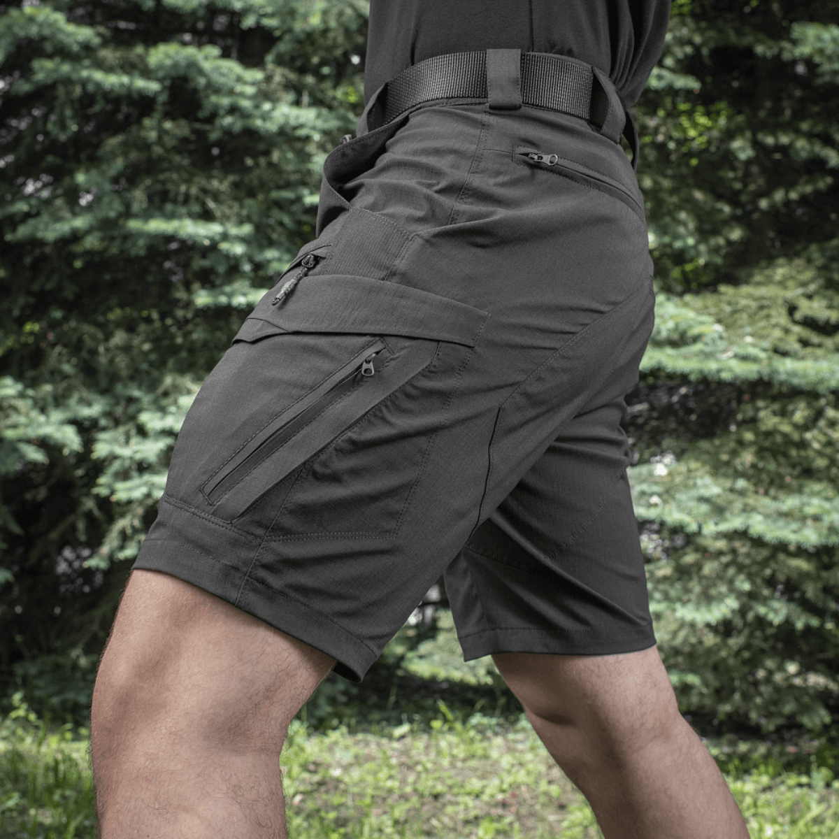 M-Tac Aggressor Summer Flex Shorts mustana, kevyet taktiset shortsit ulkoiluun ja treeniin.