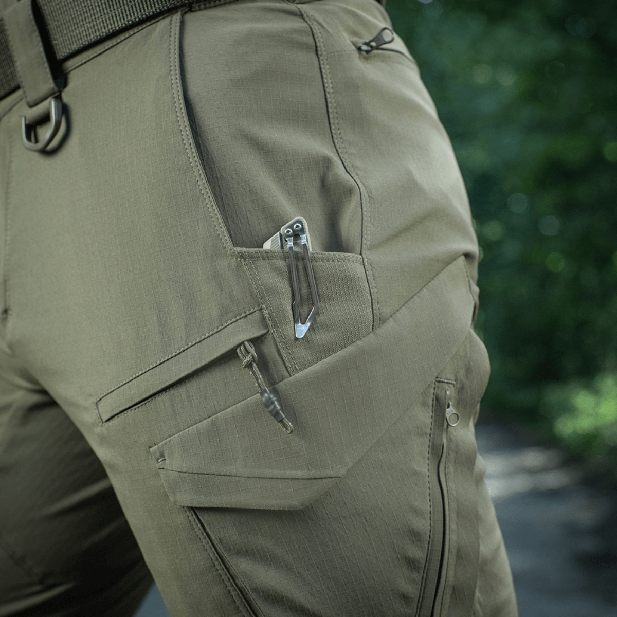 M-Tac Aggressor Summer Flex Shorts, kevyt Flex Rip-Stop -kangas, käytännölliset taskut ja D-rengas, ulkoiluun.