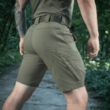 M-Tac Aggressor Summer Flex Shorts, khaki, elastinen vyötärö ja kestävä Flex Rip-Stop -kangas, ihanteellinen ulkoiluun.