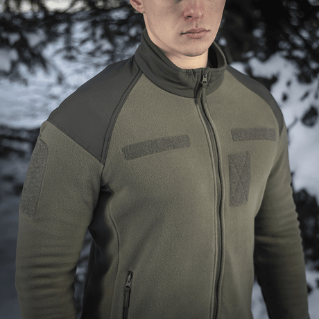 M-Tac Combat Fleece -takki oliivinvihreä, Himates-fleece, vahvistetut hartiopaneelit ja NIJ-sertifiointi, galleria-asento 1.