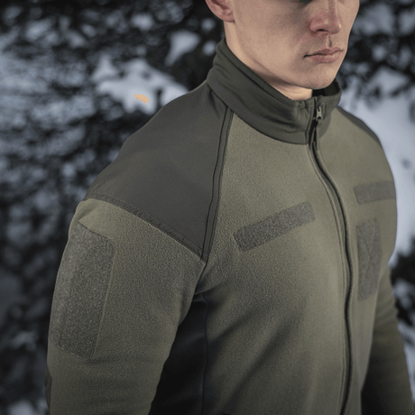 M-Tac Combat Fleece -takki oliivinvihreä, Himates-fleece, vahvistetut hartiopaneelit ja NIJ-sertifiointi, galleria-asento 1.