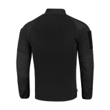 M-Tac Combat Fleece Polartec -takki takaa kuvattuna, tarrapaneelit ja joustavat hihansuut, musta malli.