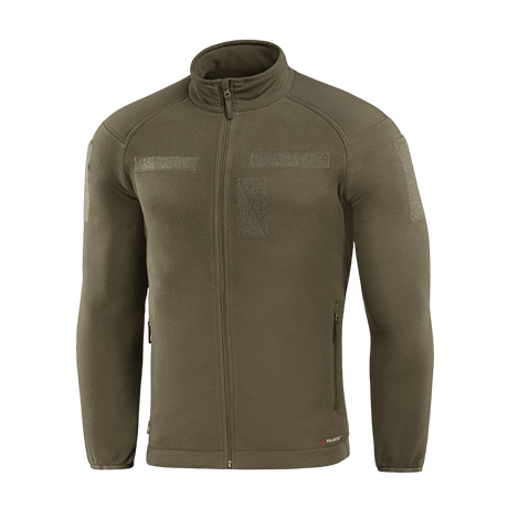 M-Tac Combat Fleece Polartec -takki oliivinvihreänä, tilavat taskut ja Velcro-kiinnitykset, täydellinen taktiseen ja arkikäyttöön.