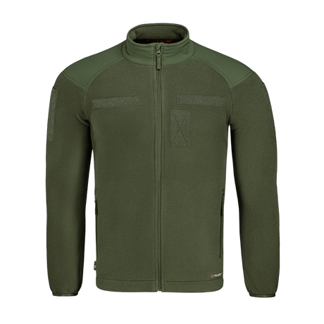 M-Tac Combat Fleece Polartec -takki oliivinvihreänä, materiaalit kuten Polartec® fleece 200 g/m² ja YKK-vetoketjut.
