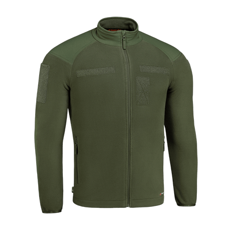 M-Tac Combat Fleece Polartec -takki vihreänä, Polartec fleece ja YKK-vetoketjut, ihanteellinen taktiseen ja arkikäyttöön, suunniteltu Velcro-paneeleilla.