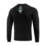 M-Tac Raglan Odin Mystery mustana Odin-kuosilla, 95% puuvillaa, 5% elastaania, sopii arkeen ja casual-/taktiseen tyyliin.
