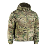 M-Tac Alpha Gen.IV Pro Primaloft -talvitakki Multicam-kuosissa, suunniteltu luotettavaan kylmysuojaukseen, valmistettu vettähylkivästä materiaalista.